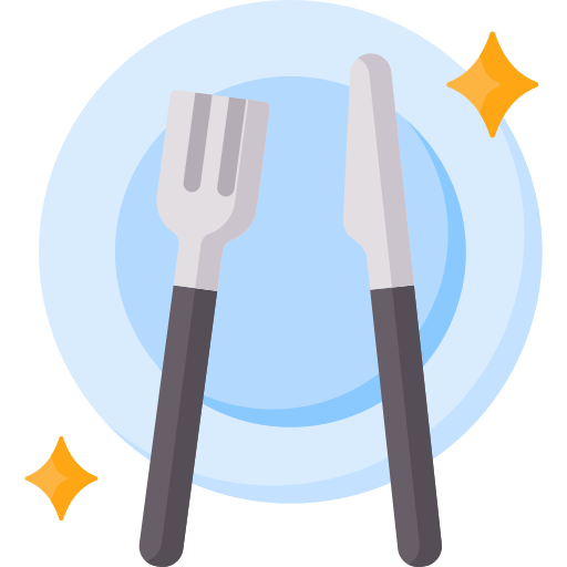 Icono de un plato con tenedor y cuchillo