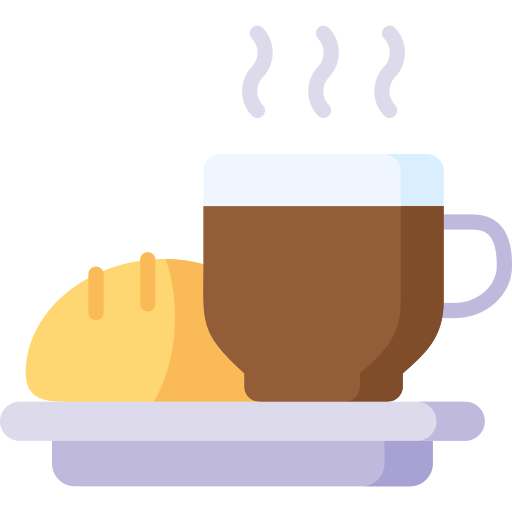 Icono de pan y café de desayuno